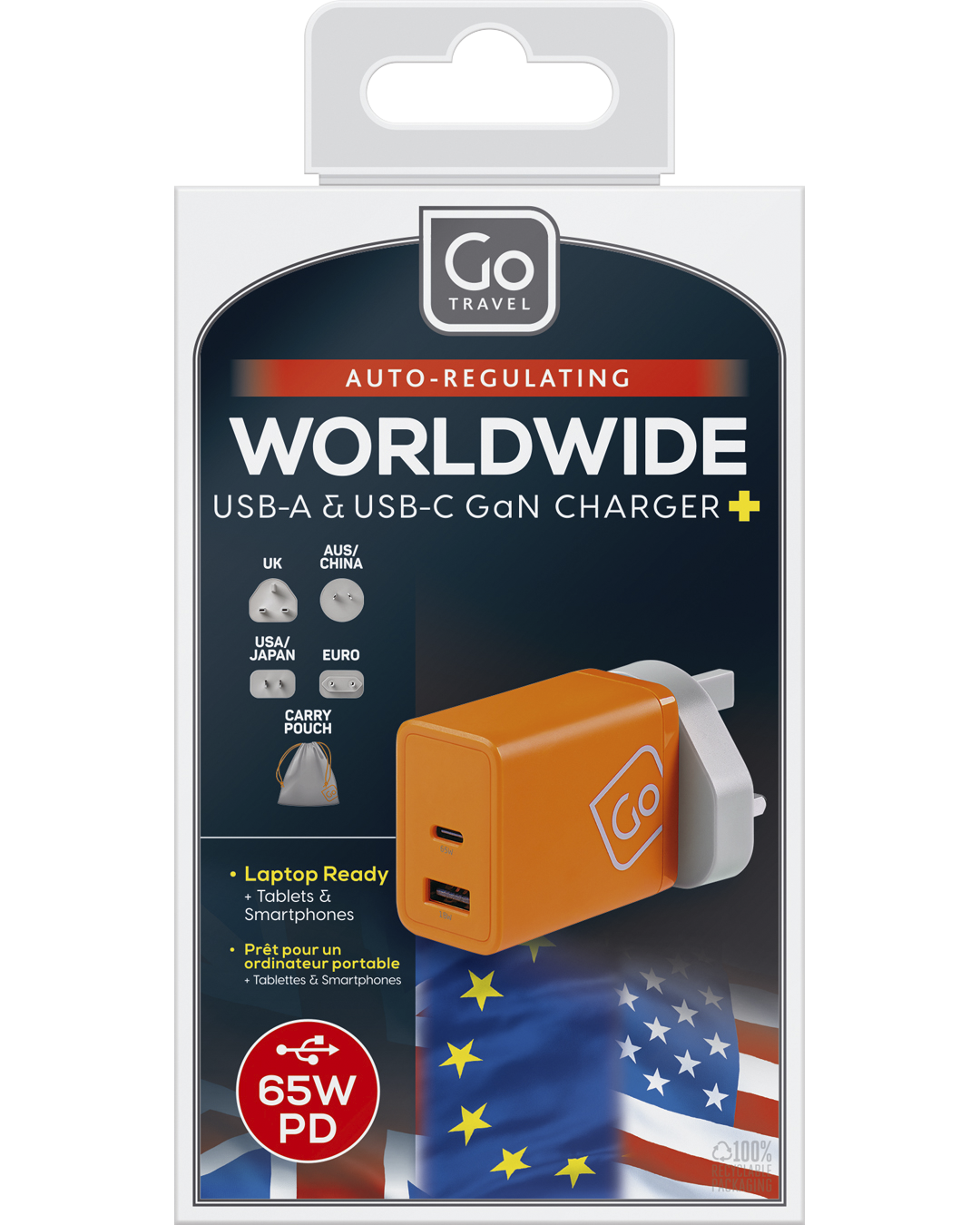 0_1_Worldwide USB-A & USB-C GaN Charger + (65W PD)