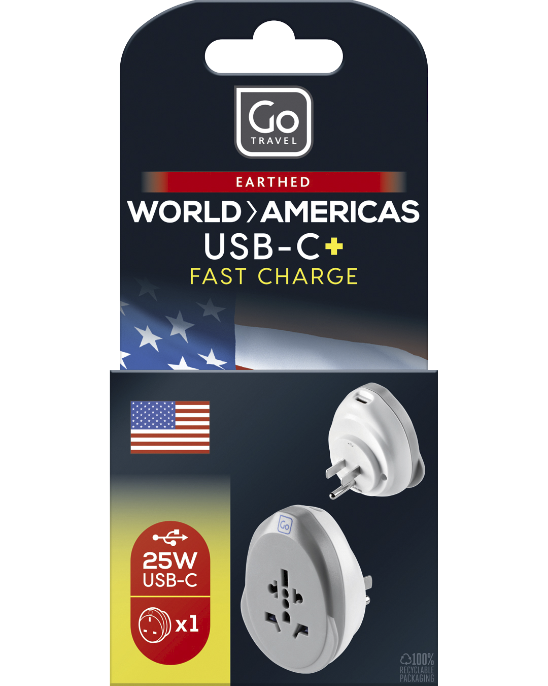 0_1_World - USA USB-C Adaptor + (25W)