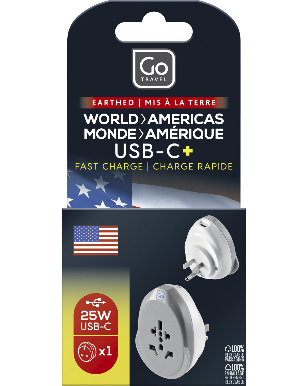 0_1_World - USA USB-C Adaptor + (25W)