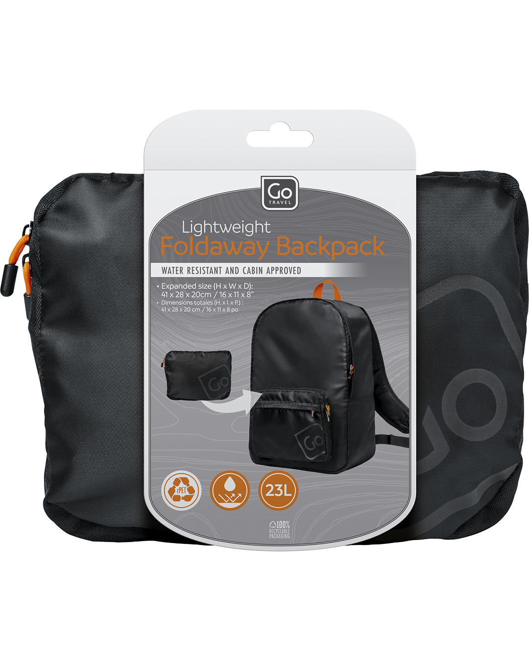 0_1_Lightweight Foldaway Backpack (Black)