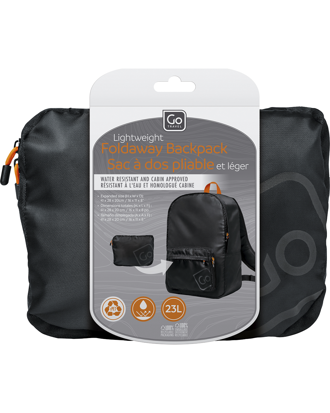 0_1_Lightweight Foldaway Backpack (Black)
