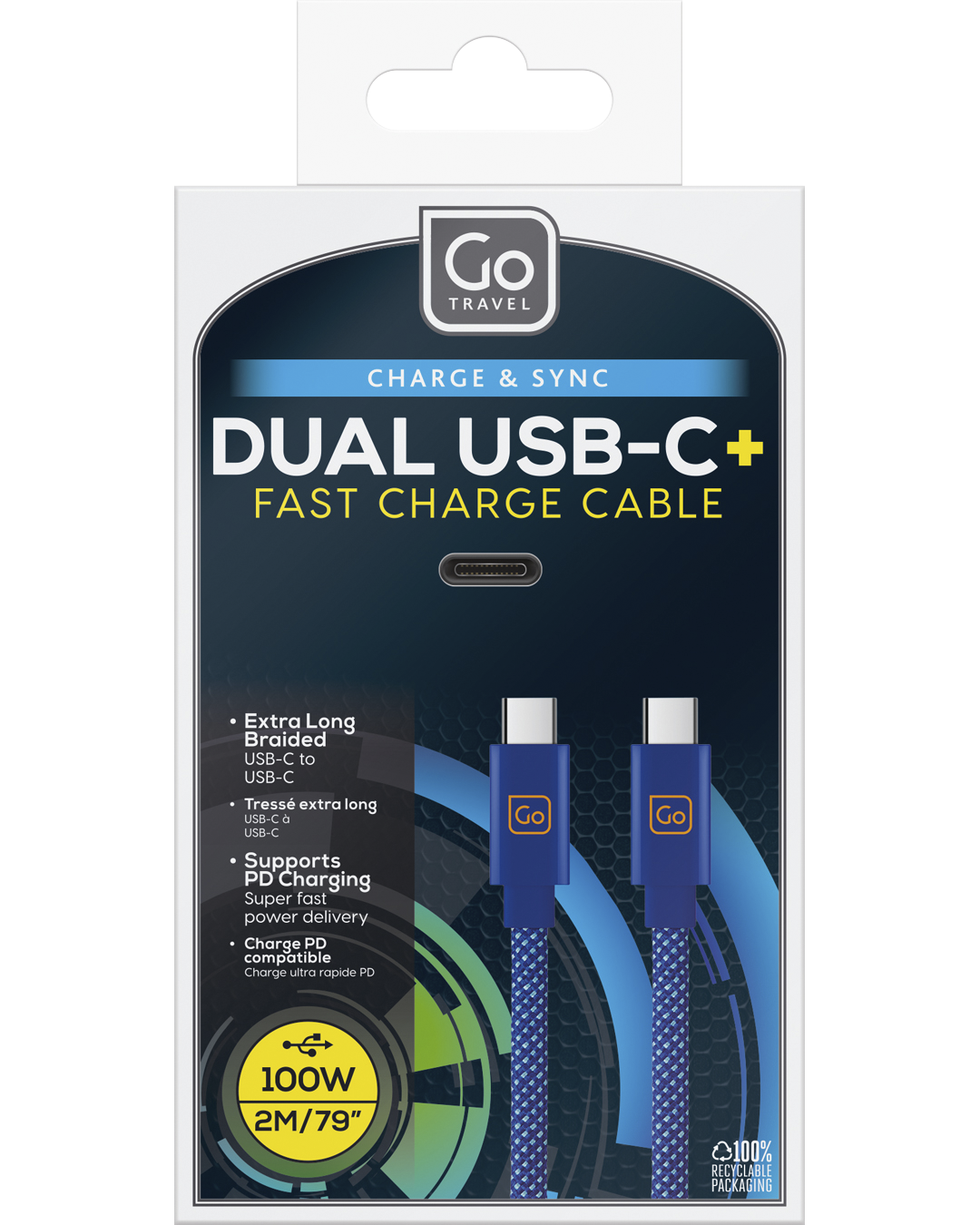 0_1_100W Dual USB-C Connector Cable (2M)