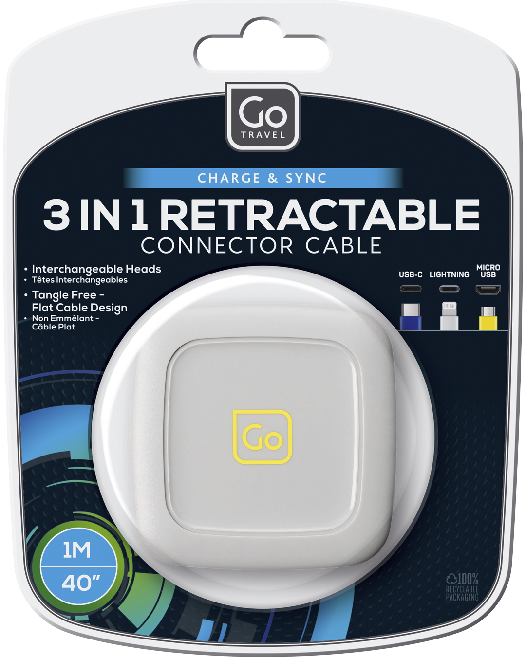0_1_3 in 1 Retractable Connector Cable (1M)